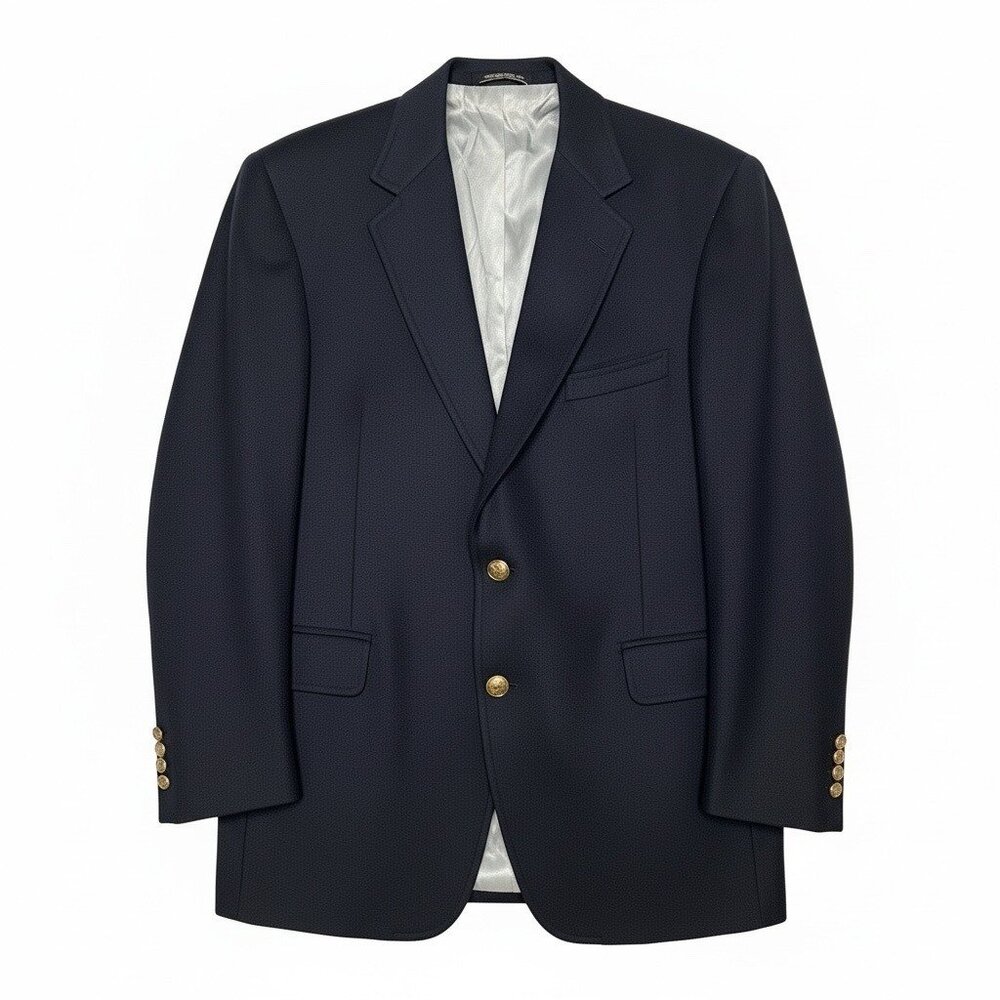 Vintage Lands’ End 100% Cashmere Blazer Jacket 46R Luxury Gold Buttons Old Money